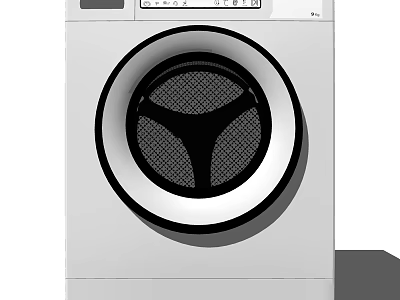 Front Load White Washing Machine With Digital Control Panel Round Door Mesh Design 3d model
