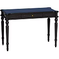 Black Console Table With Blue Surface Carved Legs Drawer Design For Home Decor
