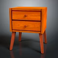 Wooden Modern Bedside Table With Two Drawers And Slim Legs Design