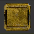 Industrial Style Coffee Table With Yellow Black Metal Textured Surface And Handles