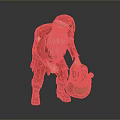 Evil Santa Claus Figure In Red Costume With White Beard And Sack Of Black Items