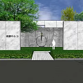 Modern Sales Office Building With Surrounding Greenery Water Feature And Parking Area
