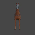 Brown Toy Horse Model With Leather Saddle Red Blanket And Reins