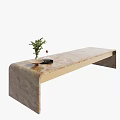 Elegant Modern Bar Counter With Marble Top Golden Accents And Green Plant Decor