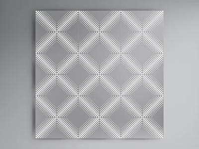 Square Object With White Diamond Grid Pattern On Gray Background 3d model
