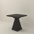 Modern Black Side Table with Textured Design and Layered Structure for Living Room 3d model