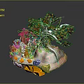 Vibrant Decorative Tree Sculpture With Colorful Leaves Shiny Gems And Orange Base