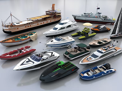 Luxury Yachts in Different Styles Including Modern Classic and Sport Models 3d model