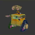 Rusty Yellow WALL E Robot With Large Eyes Mechanical Arms And Tread Tracks