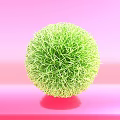 Green Fuzzy Sphere Decorative Ornament Set For Home Decoration With Pink Platform
