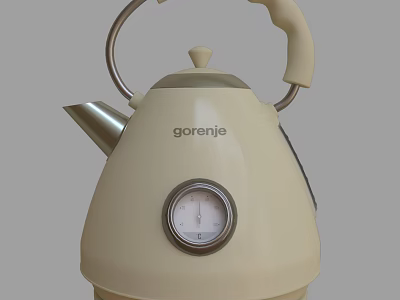 Gorenje Cream Colored Electric Kettle With Silver Spout And Round Dial Design 3d model