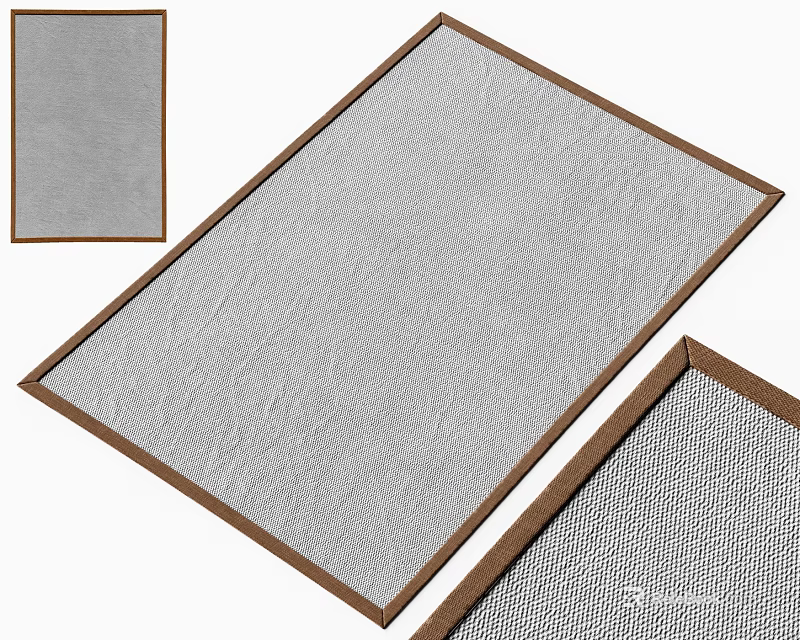 Square Rug With Brown Border Textured Surface And Mesh Pattern For Modern Home 3d model