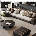 Italian Multiplayer Leather Sofa Combination 3d model