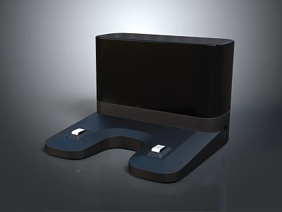 Black Computer Monitor Stand With Sleek Design And Dual White Base Ports 3d model