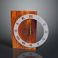 Modern Electronic Clock Appliance With Wooden Background And Circular Roman Numeral Face