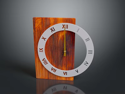 Modern Electronic Clock Appliance With Wooden Background And Circular Roman Numeral Face 3d model