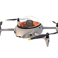 Tactical Weapon Drone With Four Propellers Transparent Dome And Gray Orange Body