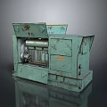 Rusted Green Industrial Machinery With Open Lid And Internal Mechanical Components