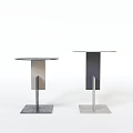 Modern Metal Side Tables With Round Tops And Square Bases 3d model