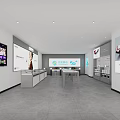 Modern Digital Store Interior With 5G Services Display Counters And Electronics Posters 3d model