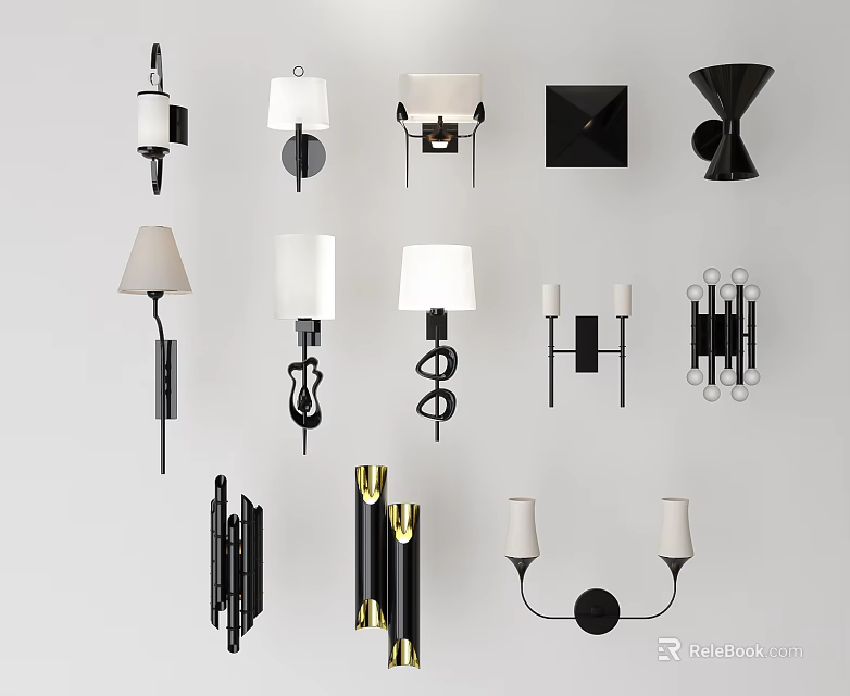 Elegant Modern Wall Lamps With Various Styles And Unique Designs For Interior Decor 3d model