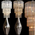 Elegant Modern Floor Lamps With Metallic Bases And Striped Layered Shades