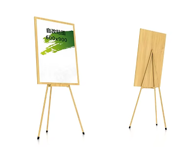 Two Natural Eco Friendly 600D 900 Easels With Whiteboard Green Graphic And Empty 3d model