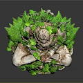 Intricate Decorative Shiva Statue Adorned With Green Vines And Lotus Base