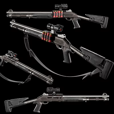 Tactical Shotgun And Rifle Designs With Scope Magazine And Stock Features 3d model Tactical Shotgun And Rifle Designs With Scope Magazine And Stock Features 3d model