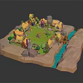 Commercial 3D Modeling Equipment For Low Poly Village Scene Design And