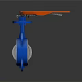 Blue Butterfly Valve With Red Handle And Industrial Metal Body Design
