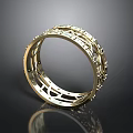 Elegant Golden Metallic Bracelet With Intricate Hollow Design And Decorative Patterns