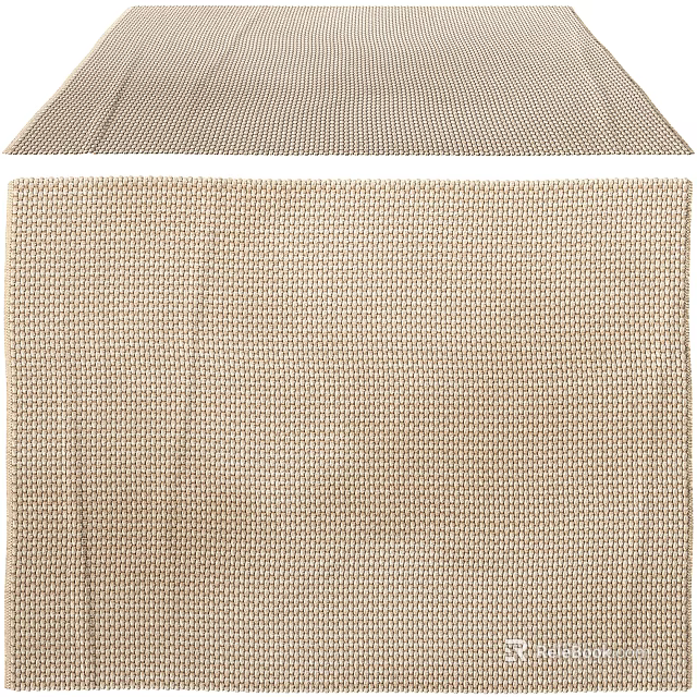 Light Brown Square Carpet Featuring Grid Pattern And Woven Texture For Living Room 3d model 