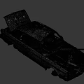 Abandoned Wrecked Car With Open Hood And Exposed Engine Parts