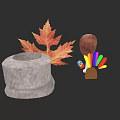 Stylish Autumn Clothing Accessories With Maple Leaf And Colorful Feather Decorations