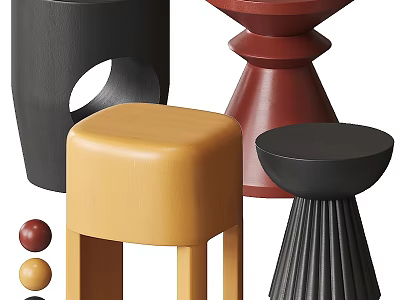 Stylish Side Tables With Various Colorful Designs And Unique Shapes For Modern Spaces 3d model