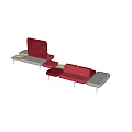 Red And Gray Modular Banquette Sofa With Seating Modules For Lounge Areas 3d model