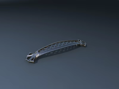 Stylish Metal Handle With Intricate Hollow Pattern And Decorative Details 3d model