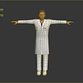 Game Movie Character In White Doctor Coat With Arms Outstretched On Gray Background