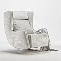Modern Orange Curved Accent Chair with Metal Base and White Knitted Blanket