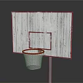Wooden Basketball Backboard With Red Border Red Hoop White Net And Metal Stand Sports Equipment