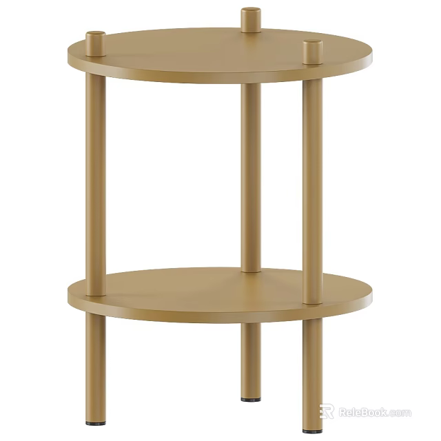 Gold Two Tier Modern Side Table With Sleek Design And Stable Structure 3d model 