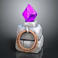 Stacked Gray Stone Structure Featuring Purple Diamond Metal Ring And Brown Rope