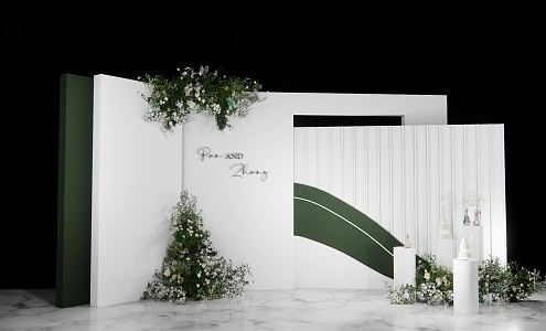 modern beauty chen white green 3d model