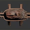 Unique Red Stone Artwork Placed On Pink Wooden Base Stand