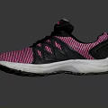 Pink And Black Knit Athletic Shoes With White Sole And Brand Logo Design