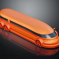 Orange Stretched Limousine With Sleek Body Black Windows And Red Wheels