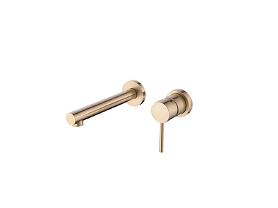 Golden Wall Mounted Faucet With Modern Sleek Design For Bathroom Fixture 3d model