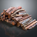 Natural Wooden Logs Pile with Rustic Texture and Smooth Surface Appearance 3d model
