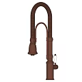 Stylish Copper Kitchen Faucet With Curved Spout And White Handle Design